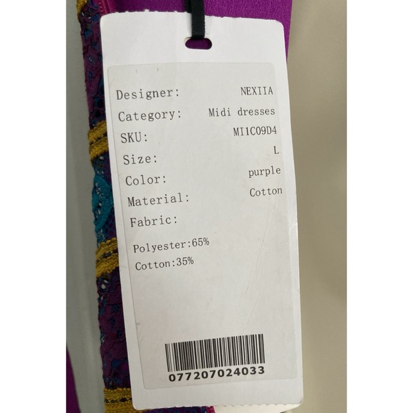 NEXIIA STYLEWE Lace Long-Sleeved Midi Dress Multicolored Stripes NEW - Picture 12 of 16